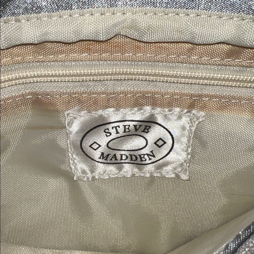 Steve Madden Vintage 2000s Silver Satin Insect Embroidered Shoulder/ Handbag. - Picture 12 of 12